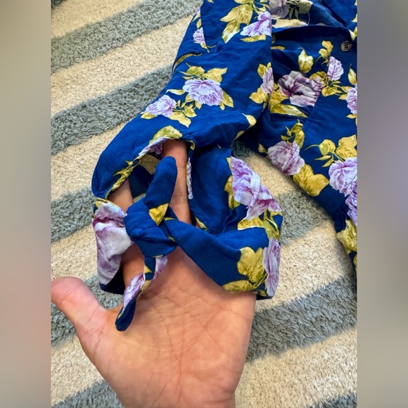 Free People Printed Love of My Life Midi Dress Floral Blue XS Button Front Midi - Picture 10 of 16